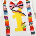 Mexico Themed Boy's 1st Birthday Outfit - One Year Old Infant Shorts Set (12-18 Months, White)