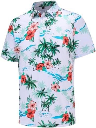 Polo Shirts for Men Short Sleeve Golf Shirts Dry Fit Moisture Wicking Fashion Print Men's Golf Shirt, M