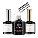 modelones Builder Nail Gel with Gel Top Coat, 3Pcs Clear Builder Nail Kit