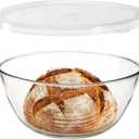 4.7QT Large Glass Mixing Bowl with Lid, Clear Glass Salad Cooking Bowls for Sourdough, Salad and Storage Prepping and Baking Food Storage Set