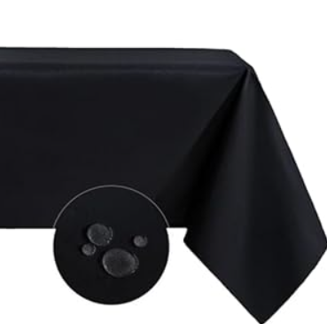 Aironment Rectangle Tablecloth Water and Stain Resistant Washable Table Cloth Selected Wrinkle Free Polyester Table Cover for Dining, Parties, Camping (60 x 84 Inch, Black)