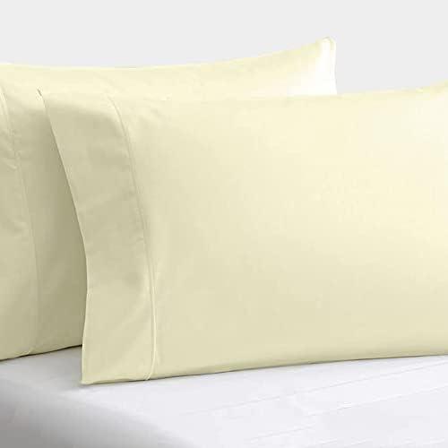 Set of 2 Pillow Cases 600 TC 100% Egyptian Cotton Long Staple Pillowcase, Silky Soft, Shrink & Pilling Proof, Luxurious Hotel Class (Queen, Ivory)