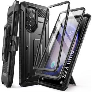 SUPCASE for Samsung Galaxy S23 Ultra Case with Stand, [Unicorn Beetle Pro] [2 Front Frames] [Built-in Screen Protector & Belt-Clip] Military-Grade Protection Phone Case for Galaxy S23 Ultra, Black