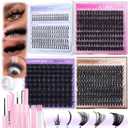 2 x Geeneiya 5 Styles Lash Clusters Kit, Volume/Mega/Full/Bottom Eyelash Clusters Extensions with Lash Bond and Seal, Remover and Lash Extension Tools for Beginners and Proficient, DIY at Home Easily