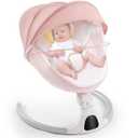 Soobaby Baby Swing for Infants,Electric Swing for Babies,Portable Swing for Baby Boy Girl,Remote Control Indoor Baby Rocker with 5 Sway Speeds,Music and Bluetooth,Dark Pink