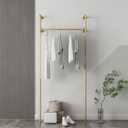 Industrial Pipe Clothing Rack On Wall,Moden Wall Mounted Closet Storage Rack,Hanging Clothes Retail Display Rack,Heavy Duty Steampunk Garment Racks,Gold (Single)