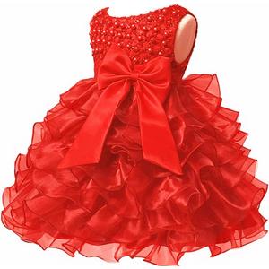 Jup'Elle Baby Girl Dresses Ruffle Lace Pageant Party Wedding Flower Girl Dress (12 Months, Margarite Scarlet(red))