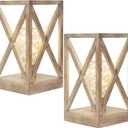 Cordless Table Lamp, 2 Pack Battery Operated Table Lamp, Portable Nightlight Retro Design for Indoor Decoration, Dining Room Bedroom Or Picnic Atmosphere (Beige Antique)