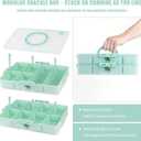 Stackable Snackle Box Container with 2 Lids, 14 Compartments - BPA-Free Snackle box Organizer, Dishwasher & Microwave Safe Reusable Snacklebox for Veggies, Fruits, Charcuterie, Snacks (Green, 2 Pack)