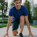 Men's Short Sleeve T-Shirt - Crew Neck Solid Color Quick-Dry Fabric, Navy Blue, L