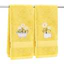 Ctdepuzi 2 Pcs Daisy Hand Towels for Bathroom Yellow Floral Decorative Bathroom Towels Embroidered 100% Cotton Spring Summer Flower Bath Towel 13.4x29 Inch for Home Kitchen Décor (Yellow, Daisy)