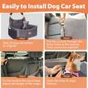Dog Car Seat for Medium Dogs or 2 Small Dogs, Memory Foam Booster with Bonus Pillow & Removable Washable Cover, 2 Safety Leashes, Anti-Slip Base - Supports 50lbs (Grey)