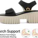 UBFEN Womens Platform Sandals Comfortable Arch Support for Summer Dressy Casual Lightweight Chunky Heel 2 Adjustable Straps A Black US Size 9