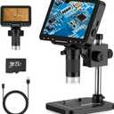 LCD Digital Microscope,4.3 Inch 1080P 10 Megapixels,10MP Camera Video Recorder with HD Screen,1-1000X Magnification Zoom Wireless USB Stereo Microscope Camera, (Bright black)