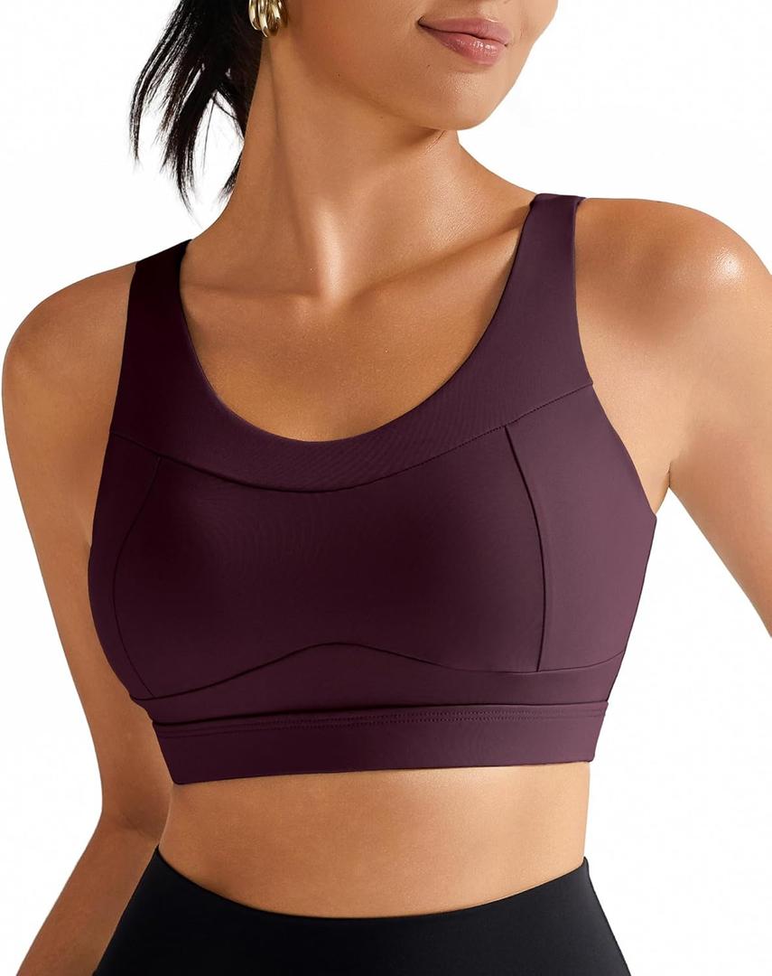 RUNNING GIRL High Impact Sports Bras for Women,Racerback Running Bra Workout Crop Tank Tops Longline Sports Bra Push up (L)