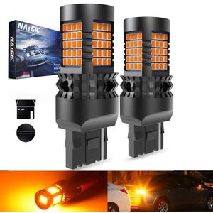 Amber 7440 T20 LED Bulbs Yellow Canbus Error Free Turn Signal Light W21W Led Built-in Resistor No Hyper Flash No Errors For Blinker Light Indicator Light Side Marker Light 2000Lm 21W(Pack Of 2)