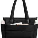 Puffer Tote Bag for Women Quilted Nurse Bag Lightweight Work Bag for Teacher Travel Handbag with Multiple Pockets