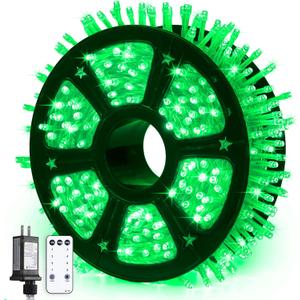 JMEXSUSS 600 LED Green St Patricks Day String Lights, 168Ft Clear Wire Christmas Lights for Indoor Outdoor Tree Yard Party Decor, Plug-in, 8 Mode with Remote