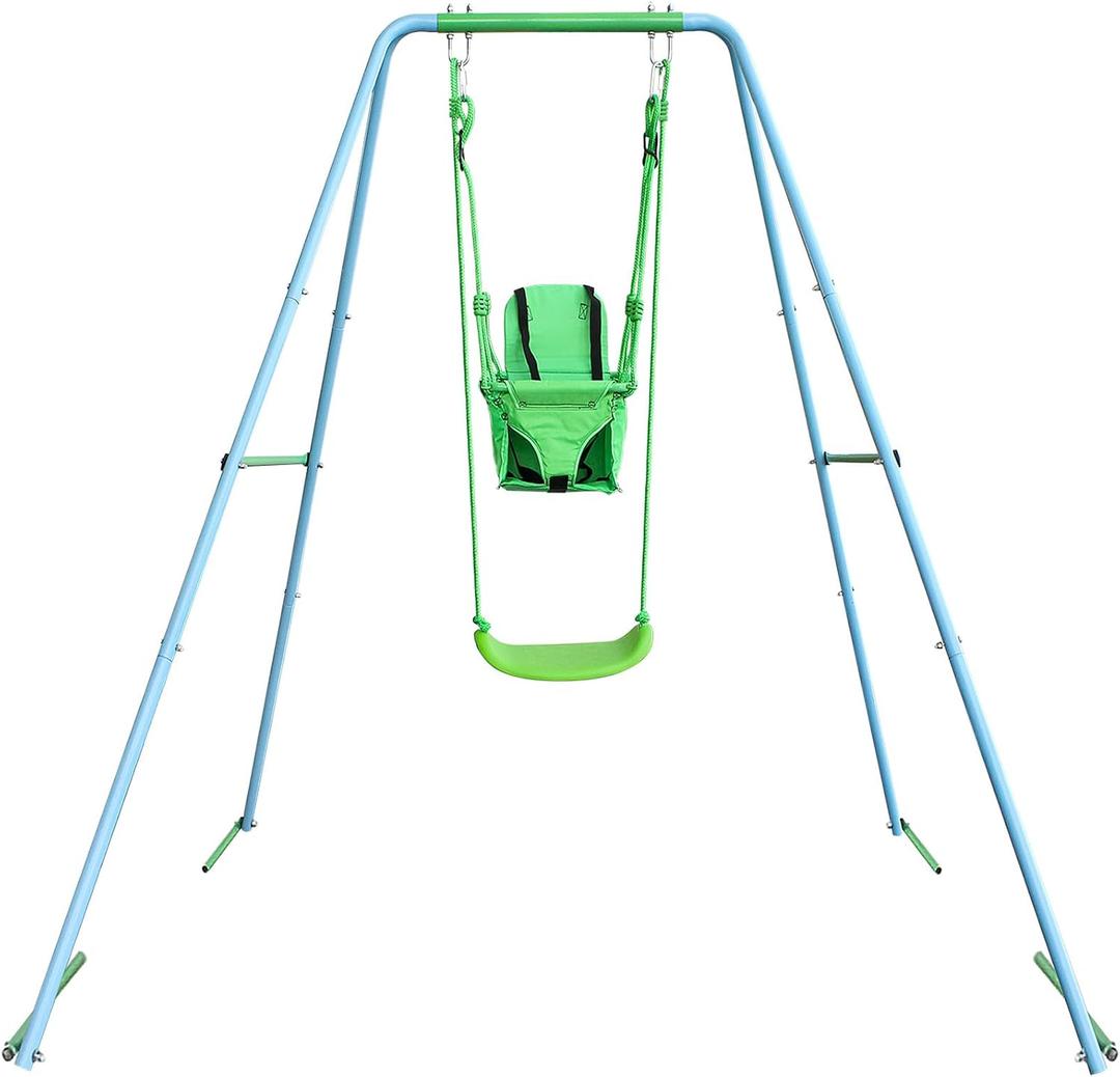 2-in-1 Toddler Swing Set - Outdoor Swing for Kids 6 Months+ with Baby Swing for Infants on Stand, Indoor & Outdoor Fun for Little Ones
