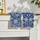Artoid Mode Blue Floral Paisley Kitchen Towels Dish Towels, 18x26 Inch Seasonal Spring Decoration Hand Towels Set of 2