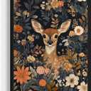 Deer Art Print Poster, William Morris Style Retro Mid Century Botanical Victorian Dark Academia Gothic Decor Gallery 10a (Deer, 8 x 10 inches, Unframed)