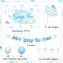 Blue Bow Bachelorette Party Decorations She's Tying The Knot Banner Blue Bow Bachelorette Backdrop Cake Cupcake Toppers for Bridal Shower Engagement Wedding Party Supplies