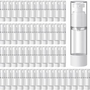 Sabary 60 Pcs Clear Airless Pump Bottles Refillable Cosmetic Travel Size Dispenser Vacuum Plastic Travel Bottles Empty Lotion Pump Dispenser Liquid Toiletry Container(1 oz)