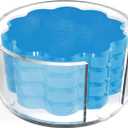 GRAHAM DESIGN Scalloped Acrylic Drink Coaster Set 4Pack with Holder  Blue Minimalist Beverage Coasters, NonSlip Table Protector, Modern Housewarming Gift