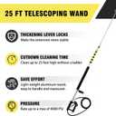 JANZ 25 FT Pressure Washer Telescoping Wand with Power Washer Extension Wands, Brush Head, Gutter Cleaner, 7 Spray Nozzle Tips, 2 Hose Adapters and Support Belt