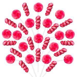 32 Pack Strawberry Pink Twisty & Swirl Lollipops Candy Bulk (16 + 16 Mixed), No artificial dyes, Candy Swirl Lollipops Individually Wrapped Suckers, Valentines Day Party Candies, Best By: 12/31/26