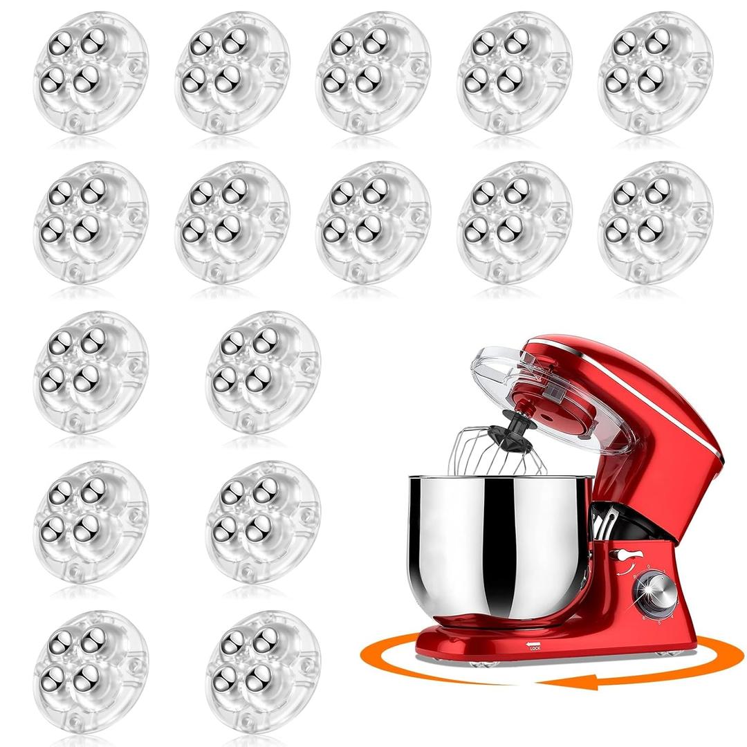 TRVL FIELDER Self Adhesive Caster Wheels, Appliance Slider Appliance Rollers for Kitchen Countertop, 360 Mini Universal Casters Counter Small Slider Roller for Coffee Maker, Air Fryer (Clear, 16 PCS)