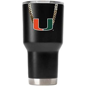 Gametime Sidekicks Miami 30oz Black Tumbler - Officially Licensed, 18/8 Stainless Steel, Double-walled, Vacuum-insulated, UV LED Printed Logos, Sweatless, Stays Hot/Cold - UChain