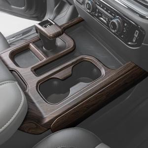 Interior Center Console Molding Cover Accent Trims Custom Fit for 2022-2025 Silverado 1500 & Sierra 1500 - Front Bucket Seat Model Only - Peel and Stick Install - for Silverado Sierra Accessory (Wood Grain)