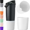 2 x 2Pcs Extra-Thick & Tall Protective Silicone Boot for Owala 30oz & 40oz FreeSip Sway Bottles & Tumblers - Improved Stability, Scratch-Resistant Non-Slip Bottom Cover for Owala Accessories (WHITE) (Green)