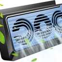 Car Solar Powered Exhaust Fan - 180 Vehicle Ventilation Fan with Three Air Outlet (Black-Blue)