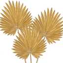 Large Pu Foam Gold Artificial Palm Leaves Faux Palm Tropical Leaves Fake Palm Fronds for DIY Wedding Bouquets Fake Leaves for Centerpieces Arrangements Bridal Shower Palm Leaf for Home Decor-3 Pcs