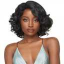 WIGNEE Short Curly Bob Wig - Body Wave Side Part Synthetic Wig for Black Women - Glueless, Wear and Go - Beginner Friendly (10" - Black)