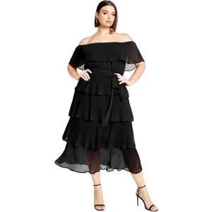 City Chic Women's Plus Size Night Garden Dress (Black) 16