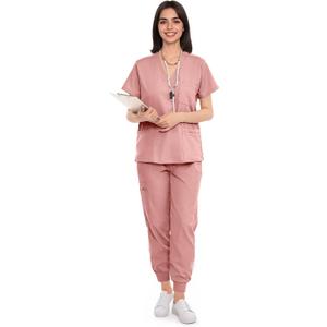SUNME Scrubs for Women Set, V-Neck Scrub Top & Jogger Pants Medical Uniform with 9 Pockets, Yoga Waistband, XXL