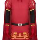 LiuzilaiST Men Costume Hat Outfits Red Cloak Top Robe Cape Headwear Halloween Cosplay Fancy Dress Clothes Full Set, M