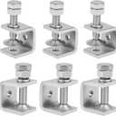 304 Stainless Steel C Clamps Mini 0.8 Inch for Mounting, Heavy Duty Metal U Clamps for Metal Working, Small Desk Clamp with Stable Wide Jaw Opening & Protective Pads/I-Beam Design(6Pcs)