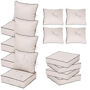 24X24 Inch Patio Cushion Covers Replacement, Water Resistant UV Resistant Polyester Outdoor Chair Patio Furniture Cushion Covers with Adjustable Straps, Hidden Zipper & Piped Edges,Cream black piping