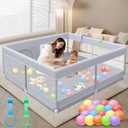 Baby Playpen 50 x 50 Inch Play Pen Playards, Playpen for Babies and Toddlers, Baby Playard for Indoor & Outdoor Active Center Game Fence, with Skin-Friendly Fabric and Soft Breathable Mesh Grey