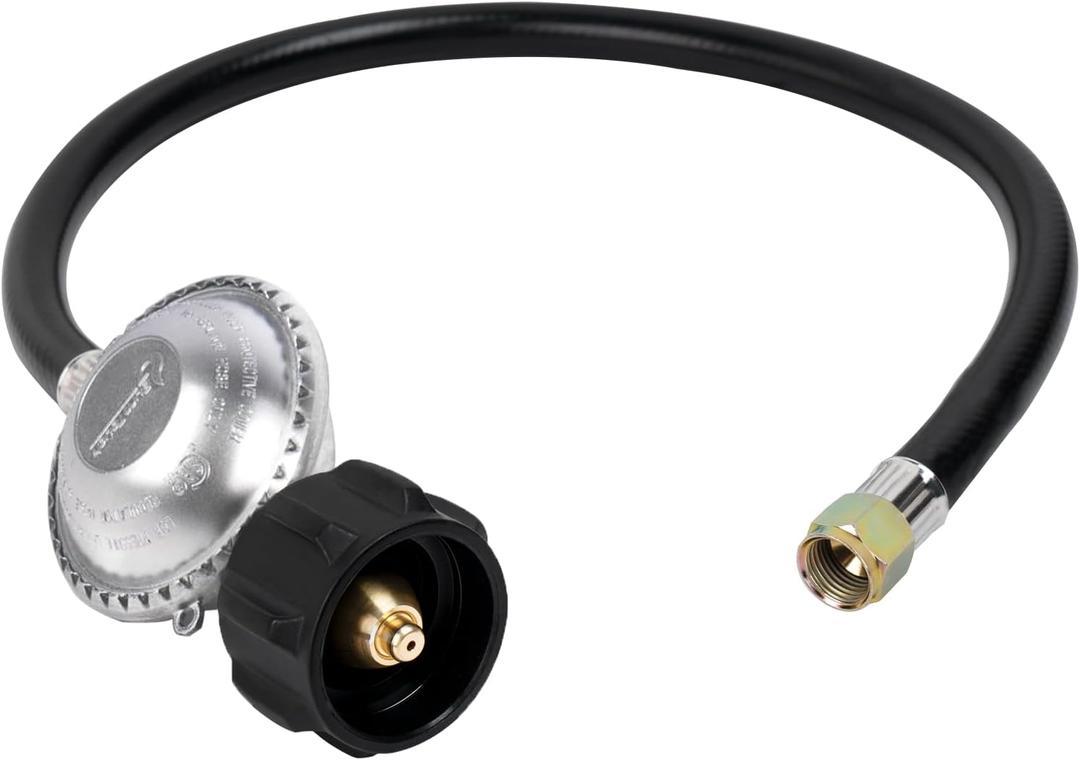 SHINESTAR 2 Feet Propane Regulator and Hose, Replacement Grill Part for Weber Spirit/ Genesis, Blackstone 28"/ 36" Griddles, Patio Heater, Fire Pit and More, 3/ 8" Female Flare for Most LP Gas Grills