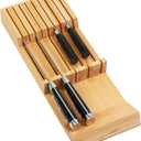 Utoplike Knife Drawer Organizer Bamboo Knives Block for Kitchen, Large Handle Steak Holder, Fit for 9 Knives (Not Included)