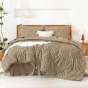 Litanika Taupe Queen Size Comforter Set with Sheets - 7 Pieces Bed in a Bag Queen Boho Tufted Complete Bedding Sets with Comforter, Sheets, Pillowcases & Shams (Queen (90"x90"))