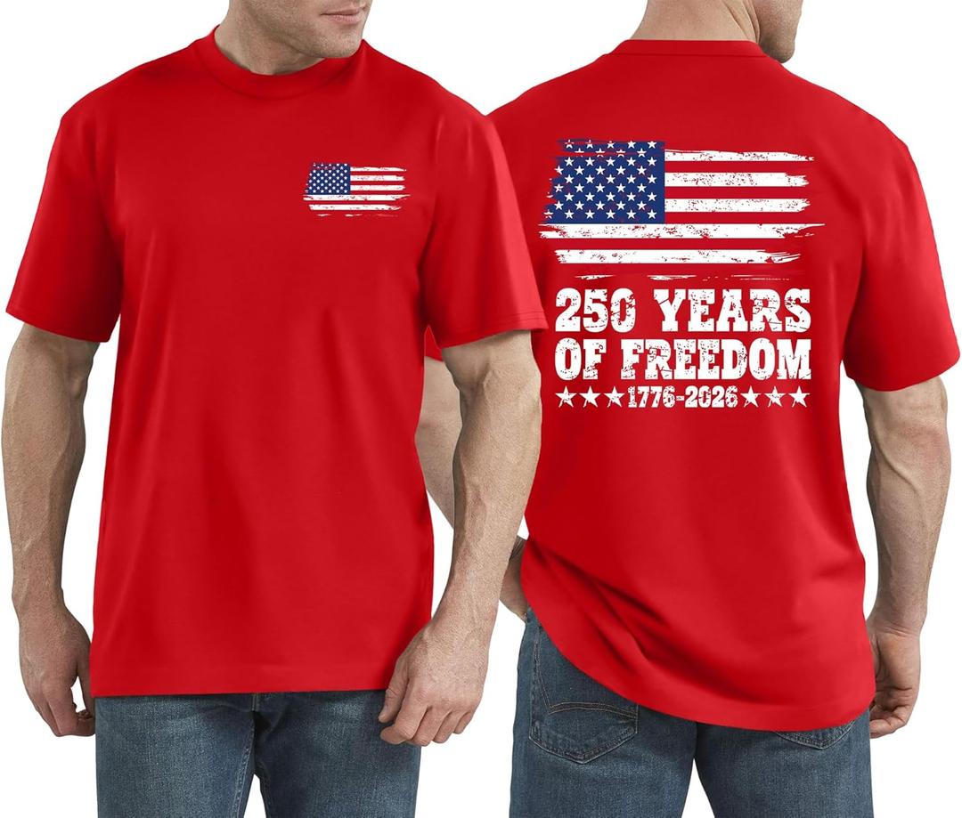 Men's 250 Anniversary USA Shirt American Flag T Shirt 250 Years America Anniversary Shirt Patriotic Shirts Tops, XXL