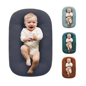 Baby Lounger Pillow,Loevin Baby Lounger Pillow for Newborn Cosleeping for Baby in Bed,Newborn Lounger Baby Nest for Boys & Girls 0-12 Months-Dark Gray