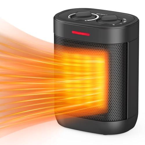 1000W PTC Ceramic Small Space Heaters with Overheating & Tip-Over Protection, Portable Electric Mini Heater Fast Quiet Heating for Office Bedroom Desk