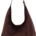 Suede Slouchy Hobo Bag for Women Chocolate Tote Handbag Large Retro Suede Shoulder Purse for Travel Shopping Work